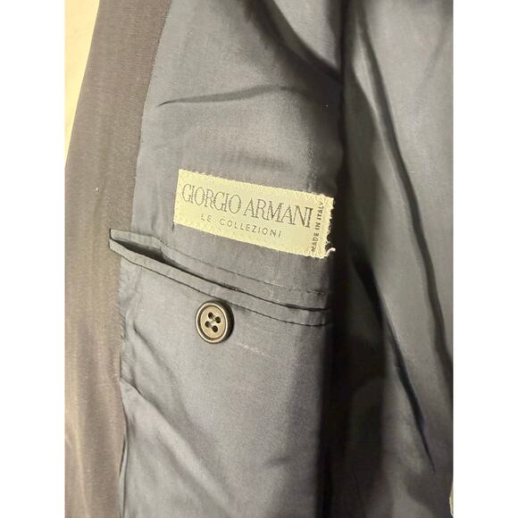 Giorgio Armani Le Collezioni Mens 41-L Navy Wool Blazer Jacket Made in Italy - Picture 4 of 14